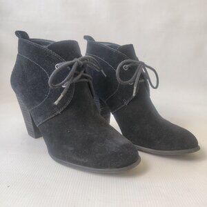 Lucky Brand Black Suede Lace Up Ankle Booties